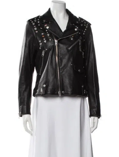 Pre-owned Coach Leather Biker Jacket In Black