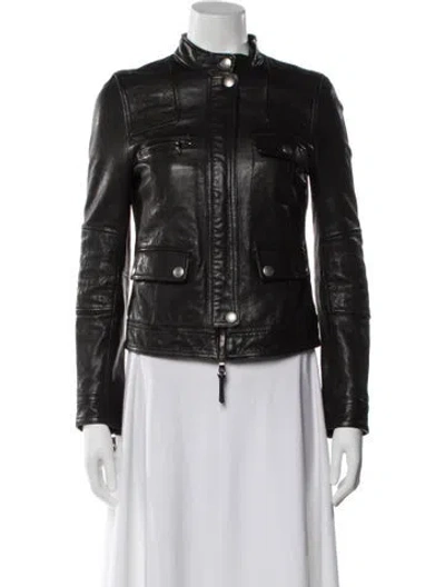 Pre-owned Coach Leather Biker Jacket In Black