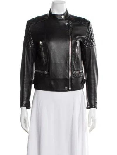Pre-owned Coach Leather Biker Jacket In Black