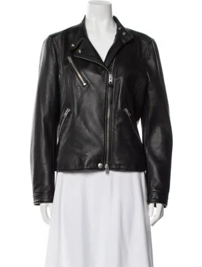 Pre-owned Coach Leather Biker Jacket In Black