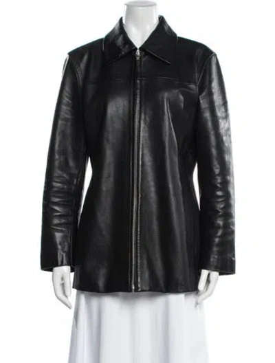 Pre-owned Coach Leather Biker Jacket In Black