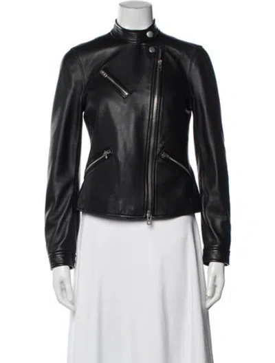 Pre-owned Coach Leather Biker Jacket In Black