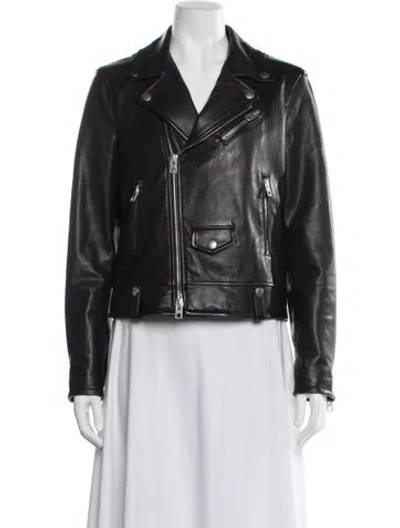 Pre-owned Coach Leather Biker Jacket In Black