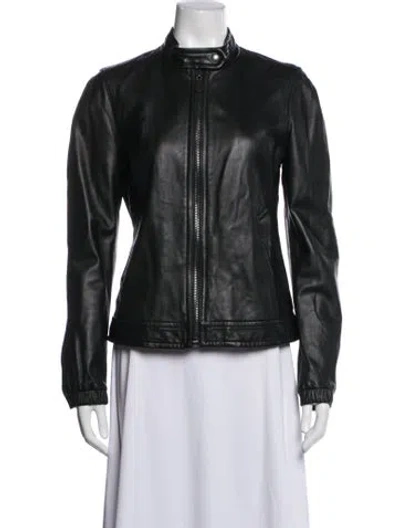 Pre-owned Coach Leather Biker Jacket In Black