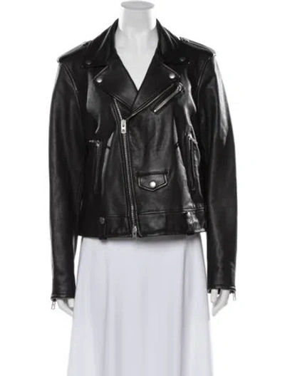 Pre-owned Coach Leather Biker Jacket In Black