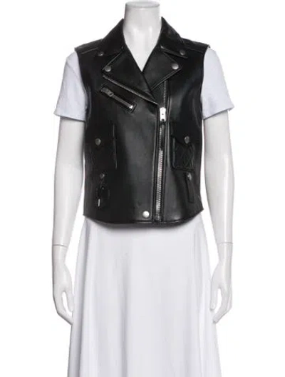 Pre-owned Coach Leather Biker Jacket In Black