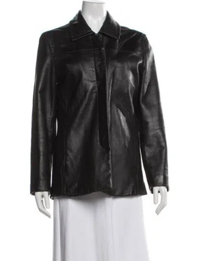 Pre-owned Coach Leather Biker Jacket In Black