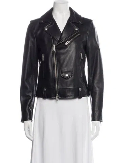 Pre-owned Coach Leather Biker Jacket In Black