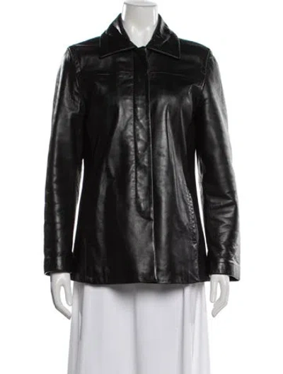 Pre-owned Coach Leather Biker Jacket In Black