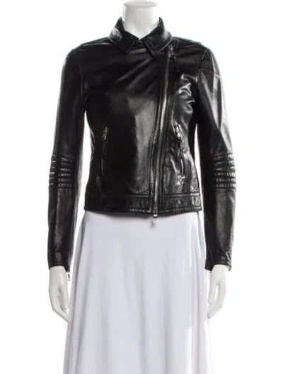 Pre-owned Coach Leather Biker Jacket In Black