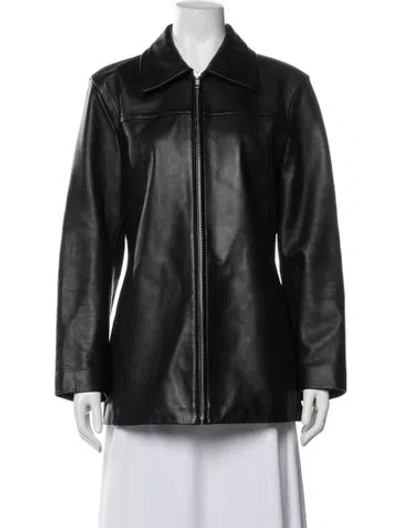 Pre-owned Coach Leather Biker Jacket In Black