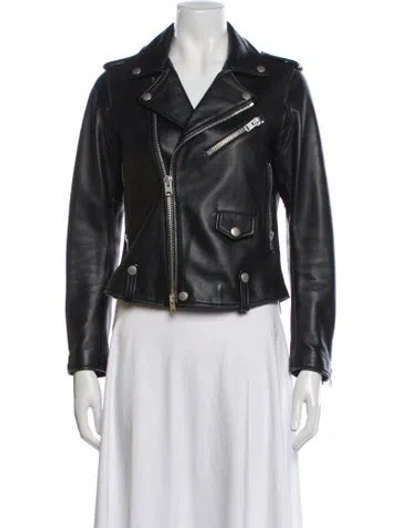 Pre-owned Coach Leather Biker Jacket In Black