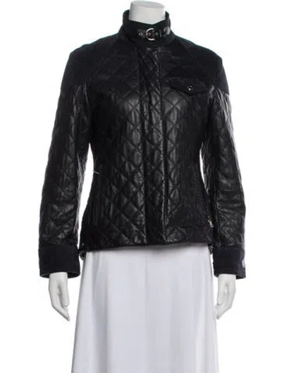 Pre-owned Coach Leather Biker Jacket In Black