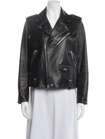 Pre-owned Coach Leather Biker Jacket In Black