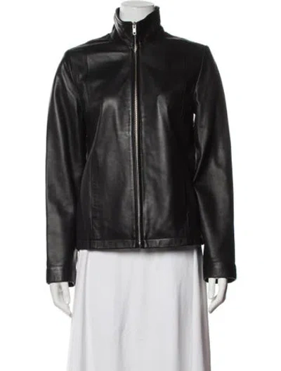 Pre-owned Coach Leather Biker Jacket In Black