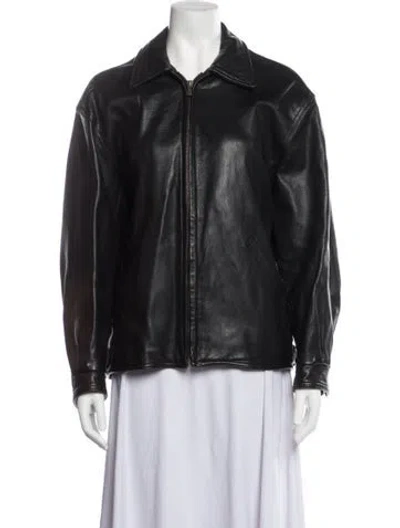 Pre-owned Coach Leather Biker Jacket In Black
