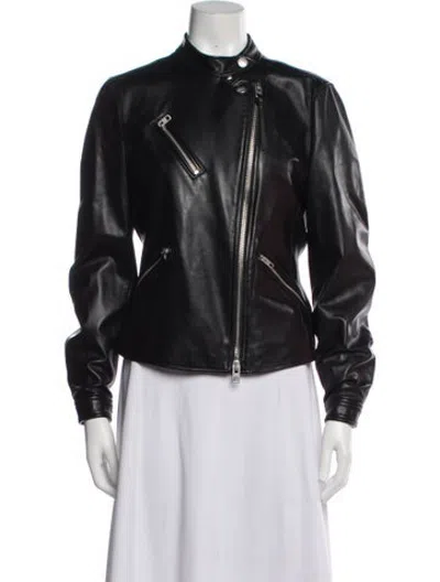 Pre-owned Coach Leather Biker Jacket In Black