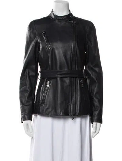 Pre-owned Coach Leather Biker Jacket In Black