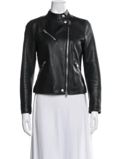 Pre-owned Coach Leather Biker Jacket In Black