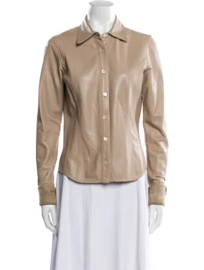 Pre-owned Coach Leather Biker Jacket In Neutral