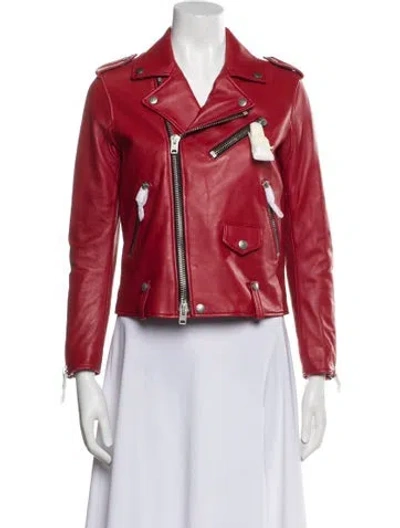 Pre-owned Coach Leather Biker Jacket In Red