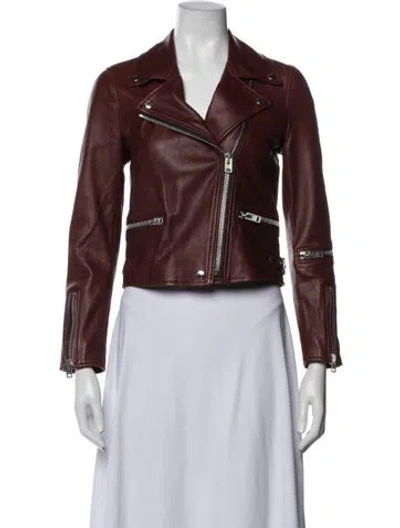 Pre-owned Coach Leather Biker Jacket In Red