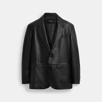 Coach Leather Blazer In Black