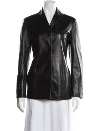 Pre-owned Coach Leather Blazer In Black