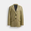 Coach Leather Blazer In Green