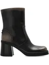 Coach Leather Block-heel Ankle Boots In Black
