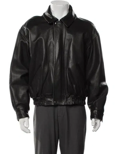 Pre-owned Coach Leather Bomber Jacket In Black