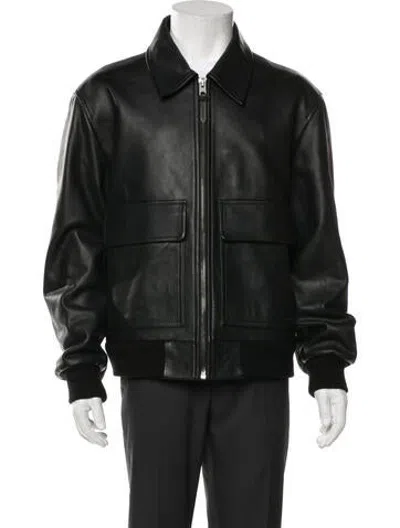 Pre-owned Coach Leather Bomber Jacket In Black
