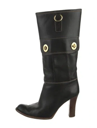 Pre-owned Coach Leather Boots In Black