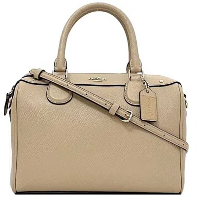 Pre-owned Coach Leather Boston Bag Handbag Shoulder Bag () In Sand