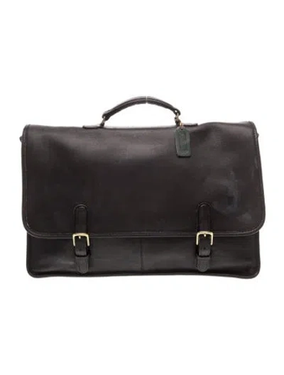 Pre-owned Coach Leather Briefcase In Black