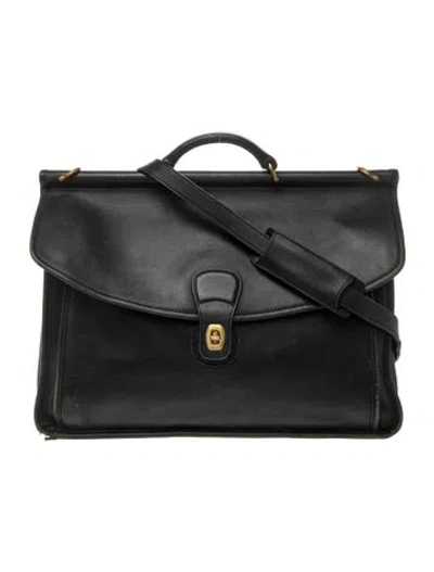 Pre-owned Coach Leather Briefcase In Black