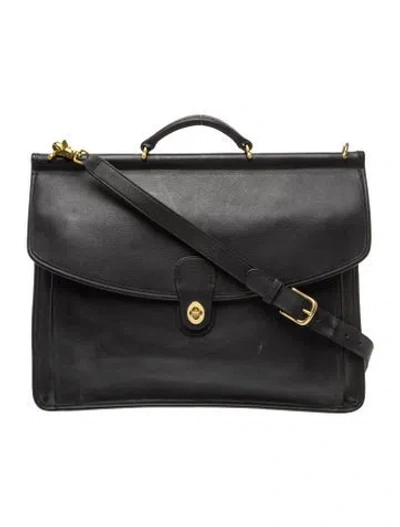 Pre-owned Coach Leather Briefcase In Black