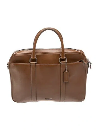Pre-owned Coach Leather Briefcase In Brown