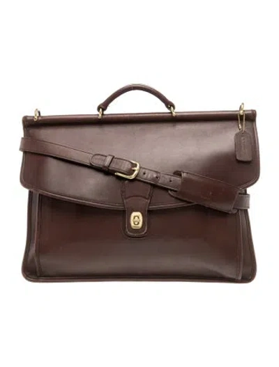 Pre-owned Coach Leather Briefcase In Brown