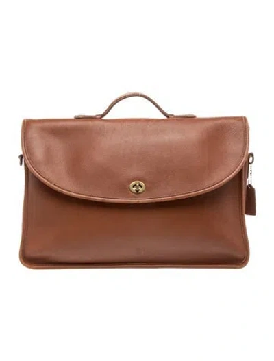 Pre-owned Coach Leather Briefcase In Brown