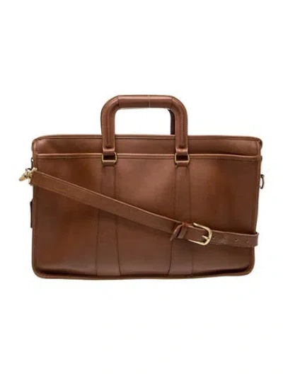 Pre-owned Coach Leather Briefcase In Brown