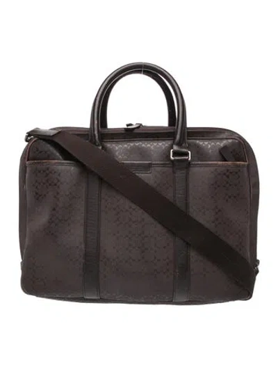 Pre-owned Coach Leather Briefcase In Gray