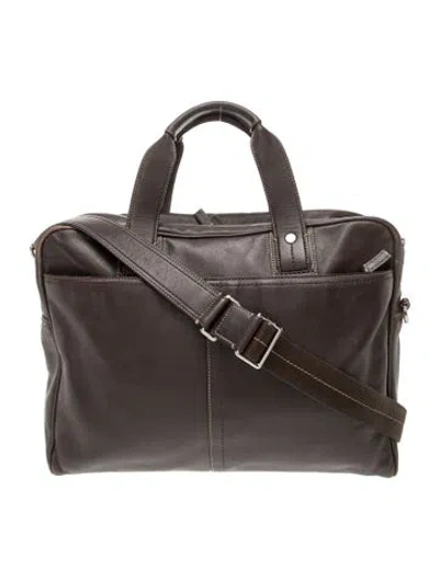 Pre-owned Coach Leather Briefcase In Grey