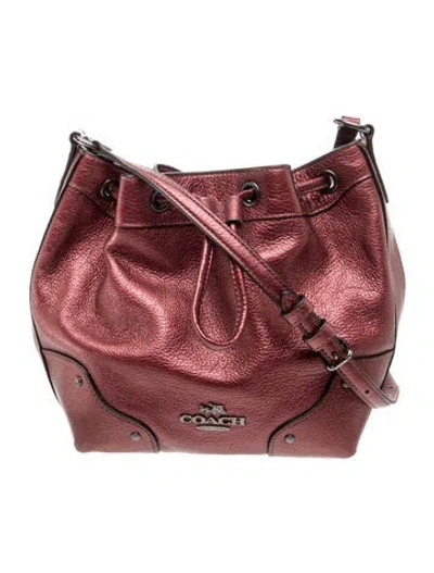 Pre-owned Coach Leather Bucket Bag In Burgundy