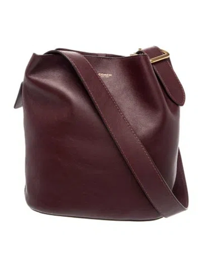 Pre-owned Coach Leather Bucket Bag In Burgundy