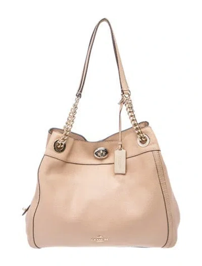 Pre-owned Coach Leather Bucket Bag In Neutral