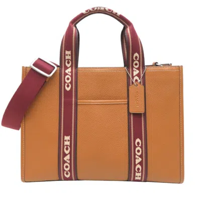 Pre-owned Coach Leather Canvas Tote Bag () In Brown