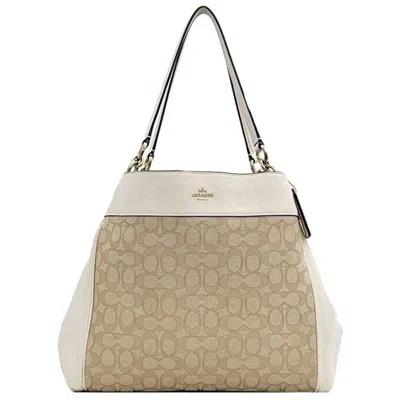 Pre-owned Coach Leather Canvas Tote Bag () In Sand