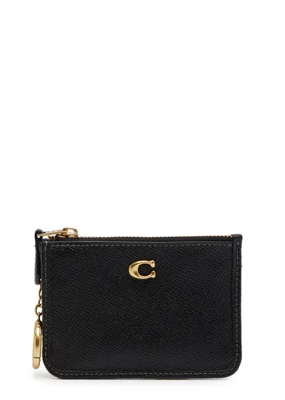 Coach Leather Card Holder In Black