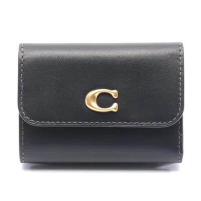 Coach Leather Card Holder Wallet Black